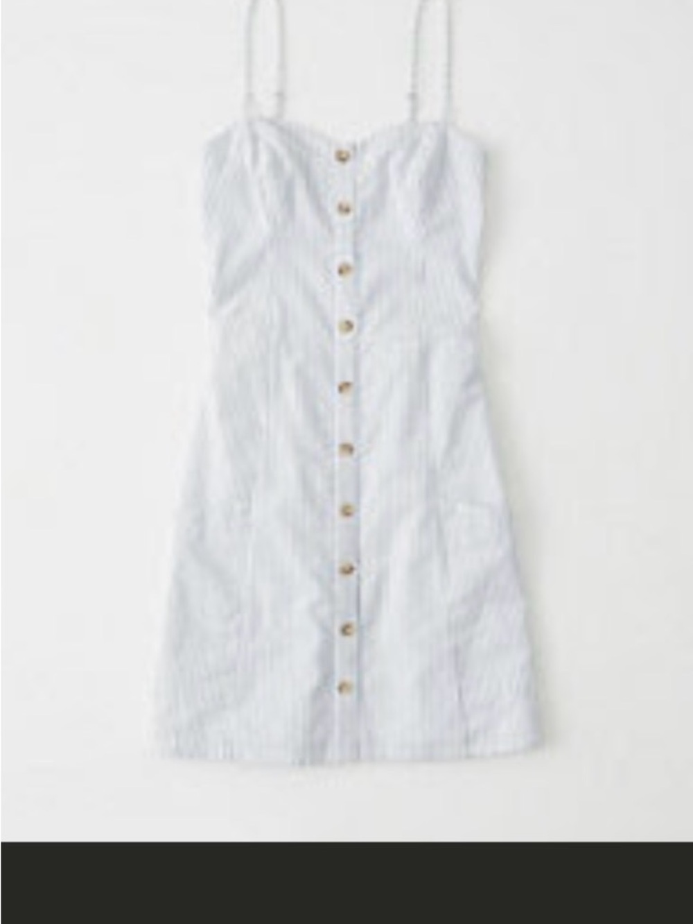 Abercrombie & Fitch Blue and White Stripe Button-Front Mini Dress Medium Tall